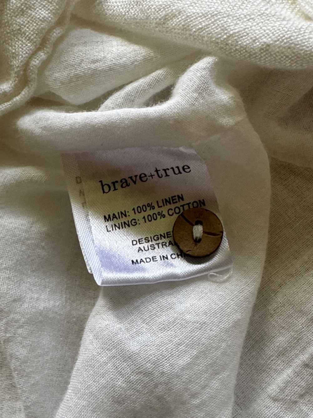Brave+True Cream Linen Dress L - Picture 4 of 5